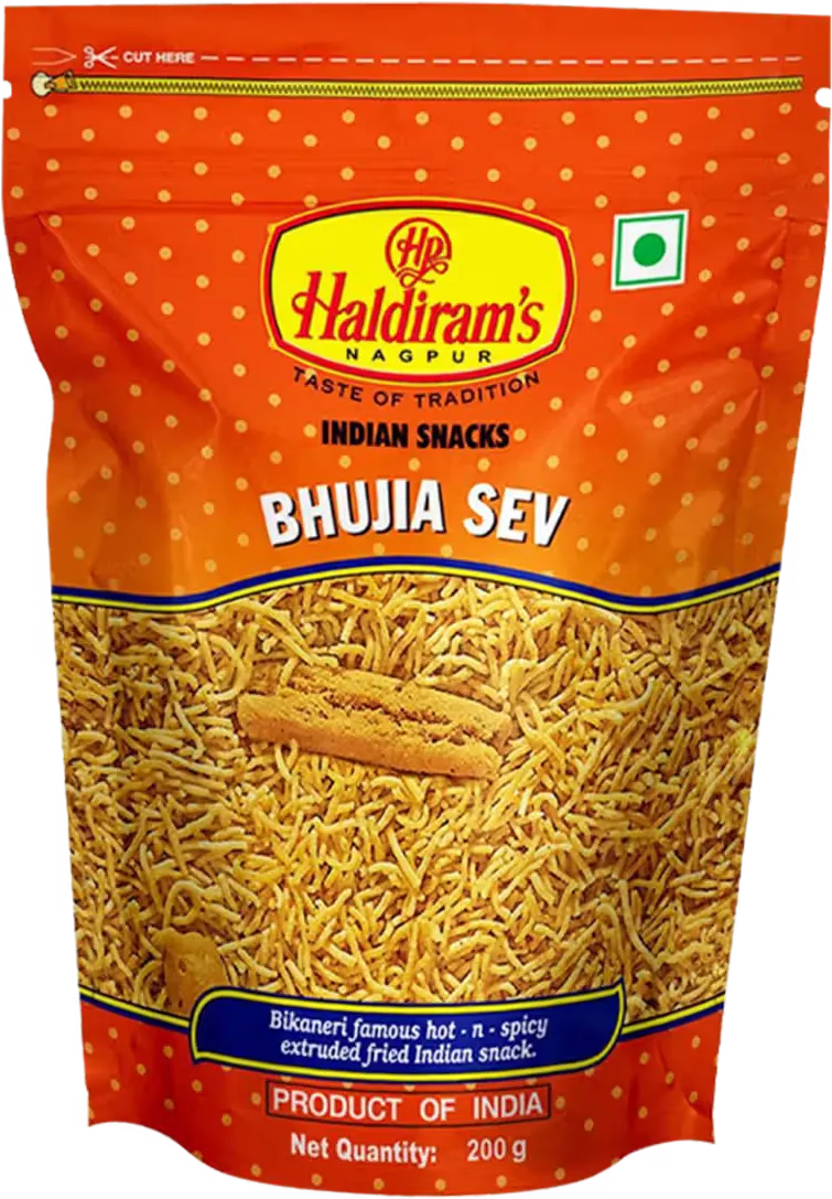 A pack of Haldiram’s Bhujia Sev, a household name.