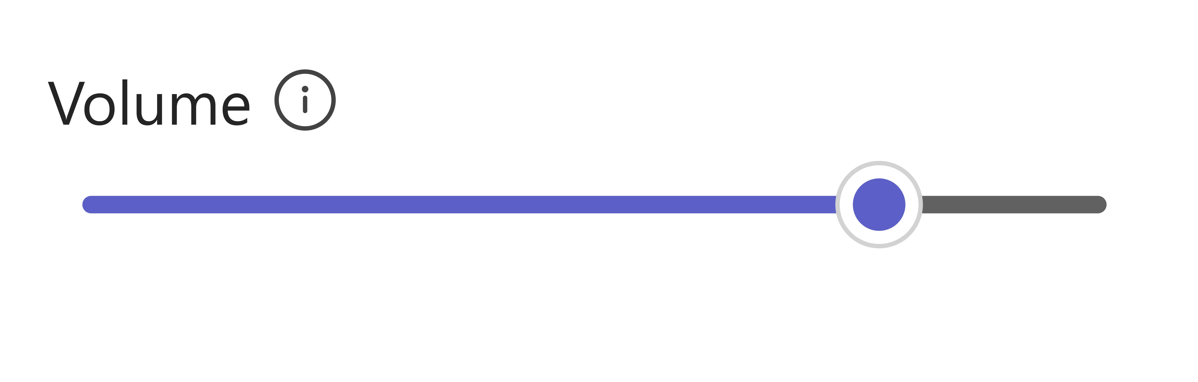 A Volume slider at rest: the track starts 8 pixels in from the label above it.